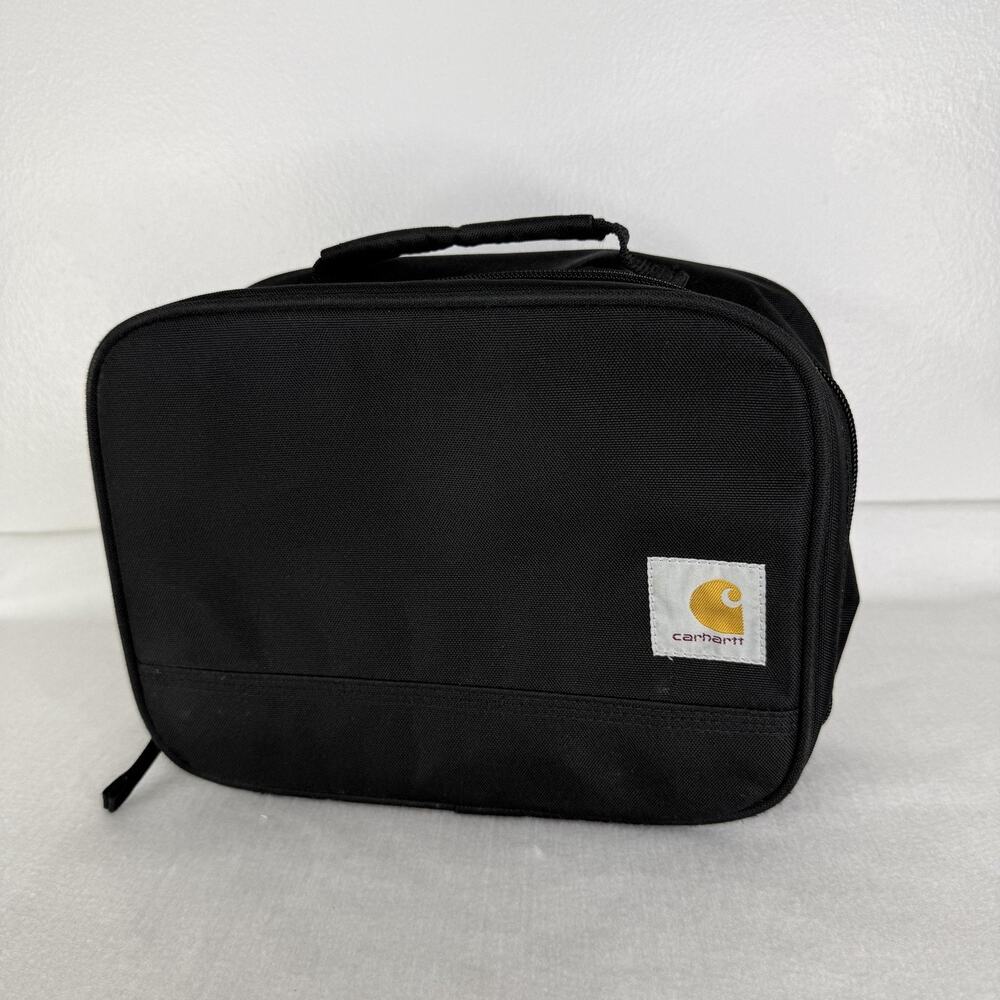 Carhartt Black Insulated Lunch Cooler Bag 4 Can Work Soft Tote Handle Logo